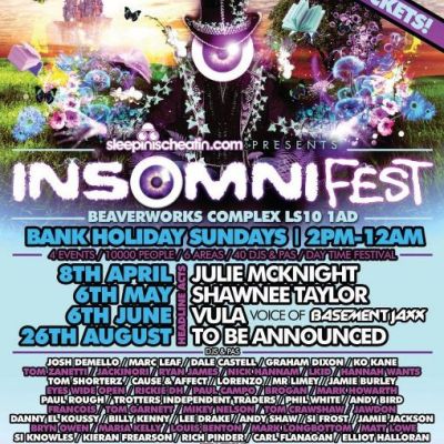 INSOMNI-FEST | Sunday 8th April Tickets | Beaver Works Leeds | Sun 8th April 2012 Lineup