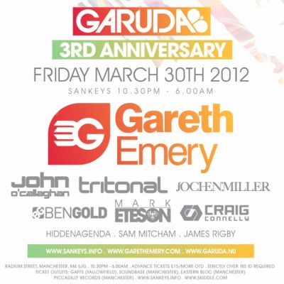 Garuda Tickets | Sankeys Manchester | Fri 30th March 2012 Lineup